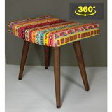 Barermo 360 Derece Döner Puf / Döner Sandalye / Döner Bench / Makyaj Masası Sandalyesi / Dresuar Pufu - Kahverengi Desenli