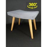 Barermo 360 Derece Döner Puf / Döner Sandalye / Döner Bench / Makyaj Masası Sandalyesi / Dresuar Pufu - Siyah - Beyaz