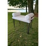 Barermo Taht Lüx Puf Bench, Puf, Sandalye, Oturak, Tabure, Makyaj Masası Sandalyesi, Dresuar Pufu - Beyaz