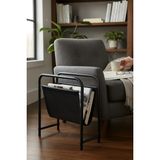 Baresmu Alpa Deri Kumaşlı Dergilik, Kitaplık – Metal Çerçeveli Modern Gazetelik / Organizer - Siyah