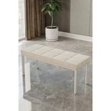Baresmu Aren Bench Puf – Çımalı Oturma Bankı 105X40 cm | Modern Bench Puf Beyaz Metal Ayaklı Çımalı - 105 x 45 - Bej