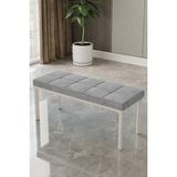 Baresmu Aren Bench Puf – Çımalı Oturma Bankı 105X40 cm | Modern Bench Puf Beyaz Metal Ayaklı Çımalı - 105 x 45 - Gri