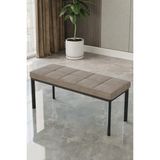 Baresmu Aren Bench Puf – Çımalı Oturma Bankı 105X40 cm | Modern Bench Puf Siyah Metal Ayaklı Çımalı - 105 x 45 - Cappuccino