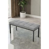 Baresmu Aren Bench Puf – Çımalı Oturma Bankı 105X40 cm | Modern Bench Puf Siyah Metal Ayaklı Çımalı - 105 x 45 - Gri