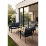 Baresmu Barbah Metal Bahçe Oturma Grubu 2+1+1 Balkon Seti | Minderli Koltuk Takımı | Bahçe & Teras Mobilyası - Antrasit