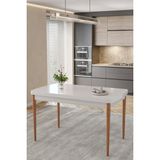 Baresmu Barmas Mutfak Masası 70X110CM Sunta Lam Tabla | Ahşap Ayak | Modern Mutfak/salon/yemek Masası - Beyaz - 70 x 110 cm