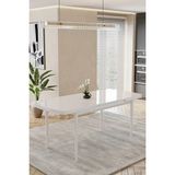 Baresmu Barmas Mutfak Masası 80X132 cm Mdf Tabla | Siyah/beyaz Metal Ayak | Modern Mutfak/salon/yemek Masası - 80 x 132 cm
