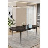 Baresmu Barmas Mutfak Masası 80X132 cm Mdf Tabla | Siyah/beyaz Metal Ayak | Modern Mutfak/salon/yemek Masası - Siyah Mermer - 80 x 132 cm