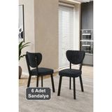 Baresmu Elbar 6 Adet Elma Sandalye Baby Face Kumaş Metal Iskelet Mutfak Yemek Masası Sandalyesi - Antrasit
