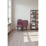 Baresmu Hasa 2 Adet Sandalye – Ahşap Ayaklı, Ergonomik, Rahat Oturumlu Modern Mutfak ve Yemek Sandalyesi - Pembe