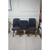 Baresmu Hasa 3 Adet Sandalye – Ahşap Ayaklı, Ergonomik, Rahat Oturumlu Modern Mutfak ve Yemek Sandalyesi - Antrasit