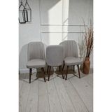 Baresmu Hasa 3 Adet Sandalye – Ahşap Ayaklı, Ergonomik, Rahat Oturumlu Modern Mutfak ve Yemek Sandalyesi - Krem