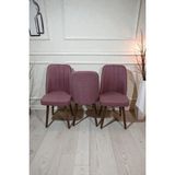 Baresmu Hasa 3 Adet Sandalye – Ahşap Ayaklı, Ergonomik, Rahat Oturumlu Modern Mutfak ve Yemek Sandalyesi - Pembe