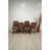 Baresmu Hasa 4 Adet Sandalye – Ahşap Ayaklı, Ergonomik, Rahat Oturumlu Modern Mutfak ve Yemek Sandalyesi - Kahverengi