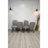 Baresmu Hasa 4 Adet Sandalye – Ahşap Ayaklı, Ergonomik, Rahat Oturumlu Modern Mutfak ve Yemek Sandalyesi - Krem