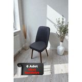 Baresmu Hasa 6 Adet Sandalye – Ahşap Ayaklı, Ergonomik, Rahat Oturumlu Modern Mutfak ve Yemek Sandalyesi - Antrasit