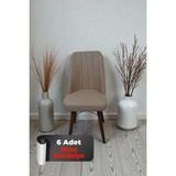 Baresmu Hasa 6 Adet Sandalye – Ahşap Ayaklı, Ergonomik, Rahat Oturumlu Modern Mutfak ve Yemek Sandalyesi - Cappuccino