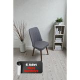 Baresmu Hasa 6 Adet Sandalye – Ahşap Ayaklı, Ergonomik, Rahat Oturumlu Modern Mutfak ve Yemek Sandalyesi - Gri