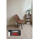 Baresmu Hasa 6 Adet Sandalye – Ahşap Ayaklı, Ergonomik, Rahat Oturumlu Modern Mutfak ve Yemek Sandalyesi - Kahverengi
