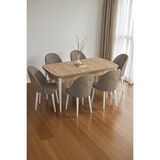 Baresmu Mura Meşe 80x132 Açılabilir Mdf Masa Yemek Odası Takımı, Mutfak Takımı 6 Adet Sandalye Kahverengi