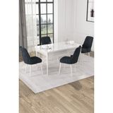 Baresmu Nice Beyaz 80X132 Açılabilir Mdf Masa Yemek Odası Takımı, Mutfak Takımı 4 Adet Sandalye - Antrasit