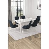 Baresmu Nice Beyaz 80X132 Açılabilir Mdf Masa Yemek Odası Takımı, Mutfak Takımı 6 Adet Sandalye - Antrasit