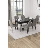 Baresmu Nice Siyah Mermer Desen 80X132 Açılabilir Mdf Masa Yemek Odası Takımı, Mutfak Takımı 6 Adet Sandalye - Gri