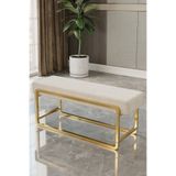 baresmu Sora Modüler Bench – Baby Face Kumaş, Demonte, Gold Metal Ayaklı Modern Puf & Oturma Bankı