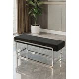 Baresmu Sora Modüler Bench – Baby Face Kumaş, Demonte, Krom Metal Ayaklı Modern Puf & Oturma Bankı - Siyah