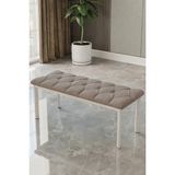 Baresmu Süme Bench Puf – Kapitoneli Oturma Bankı 105X40 cm | Modern Bench Puf Beyaz Metal Ayaklı Kapitoneli - 105 x 45 - Cappuccino