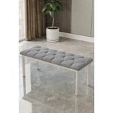 Baresmu Süme Bench Puf – Kapitoneli Oturma Bankı 105X40 cm | Modern Bench Puf Beyaz Metal Ayaklı Kapitoneli - 105 x 45 - Gri