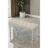 Baresmu Süme Bench Puf – Kapitoneli Oturma Bankı 105X40 cm | Modern Bench Puf Beyaz Metal Ayaklı Kapitoneli - 105 x 45 - Krem