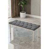Baresmu Süme Bench Puf – Kapitoneli Oturma Bankı 105X40 cm | Modern Bench Puf Beyaz Metal Ayaklı Kapitoneli - 105 x 45 - Renkli