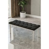 Baresmu Süme Bench Puf – Kapitoneli Oturma Bankı 105X40 cm | Modern Bench Puf Beyaz Metal Ayaklı Kapitoneli - 105 x 45 - Siyah