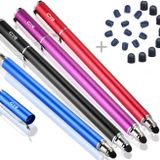 Bargains Depot 2'si 1 arada evrensel giriş kalemi / Stylus, 14 cm, 20 yedek kauçuk uçlu, siyah, mavi, mor, kırmızı, 4 adet