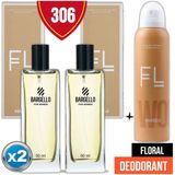 Bargello 306 EDP 2x50 ml Kadın Parfüm + Floral 150 ml Deodorant