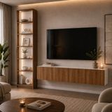 Barida Lumion %100MDF Modern Vitrin Neon LED Modern Tasarım Gümüşlük