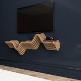 Barida Lumion Modern Duvar Rafı Tv Ünitesi,ahşap Raf Özel Tasarım,lüks Modern Dekorasyon - Teak - 18x42x140