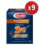 Barilla Tam Buğday Kelebek Makarna (Integrale Farfalle) 400 gr x 9 Paket (1 Koli)