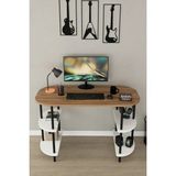Barin Design 120 cm Çalışma Masası Bilgisayar Masası 2 Raflı Kitaplık Ofis Ders Masası Ahşap Metal Ayaklı - Atlantik Çam - Beyaz