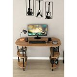 Barin Design 120 cm Çalışma Masası Bilgisayar Masası 2 Raflı Kitaplık Ofis Ders Masası Ahşap Metal Ayaklı - Atlantik Çam