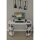 Barin Design 120 cm Çalışma Masası Bilgisayar Masası 2 Raflı Kitaplık Ofis Ders Masası Ahşap Metal Ayaklı - Beyaz