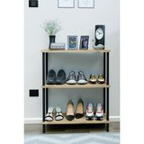 Barin Design 3 Katlı Ayakkabılık Raf - Çevir Tak Sistemli | Kolay Kurulum | Metal Gövde | Ahşap Raflı Organizer - Atlantik Çam