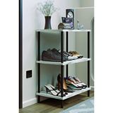 Barin Design 3 Katlı Ayakkabılık Raf - Çevir Tak Sistemli | Kolay Kurulum | Metal Gövde | Ahşap Raflı Organizer - Beyaz
