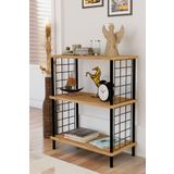 BARIN DESIGN 3 Katlı Çevir Kur Dekoratif Salon Rafı Tel Yan Panelli Açık Kitaplık, Biblo ve Aksesuar Düzenleyici