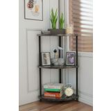BARIN DESIGN 3 Katlı Dekoratif Köşe Raf Modern Kitaplık, Saksılık, Ev ve Ofis Düzenleyici Çok Amaçlı Raf Ünitesi