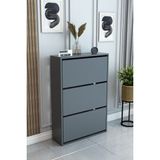 Barin Design 3 Raflı Ayakkabılık Düşer Kapak Kayar Kapak Vestiyer Portmanto Katlı Bölmeli Kapı Önü Modern - Antrasit