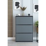 Barin Design 3 Raflı Ayakkabılık Düşer Kapak Kayar Kapak Vestiyer Portmanto Katlı Bölmeli Kapı Önü Modern - Beyaz