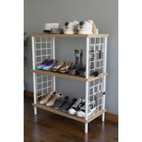 Barin Design 3 Raflı Çevir-Tak Beyaz Telli Metal Gövdeli Çok Amaçlı Ayakkabılık ve Organizer Raf - Atlantik Çam