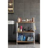 Barin Design 3 Raflı Çevir Tak Beyaz Telli Metal Gövdeli Çok Amaçlı Banyo Rafı ve Organizer Raf Banyo Dolabı - Atlantik Çam